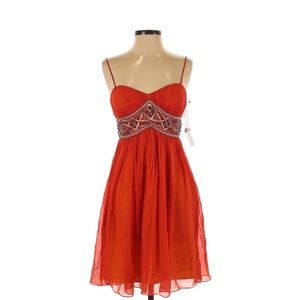 Orange Strapless Cocktail Dress by Aidan Mattox